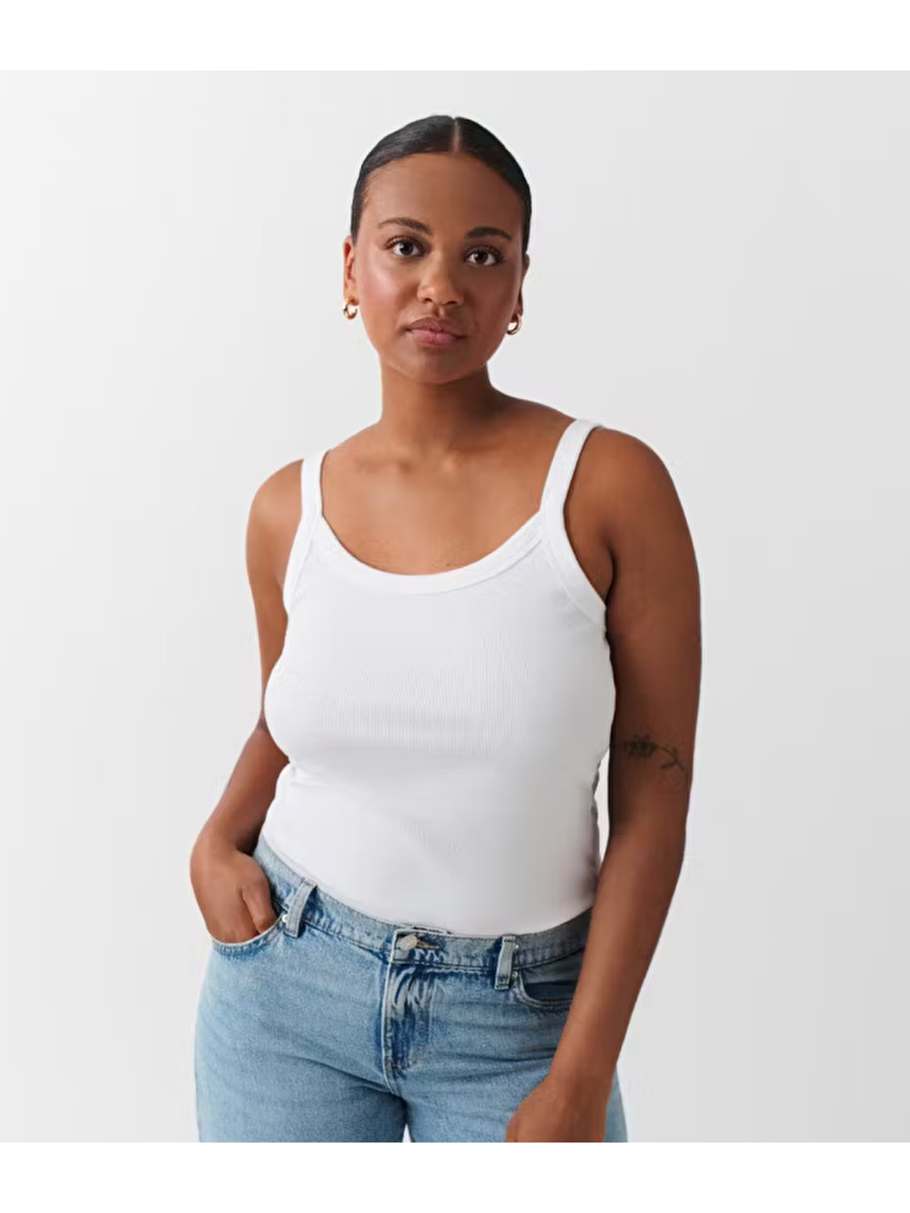 Beyaz Fitilli Görünümlü Askılı Basic Atlet Mg2236-2