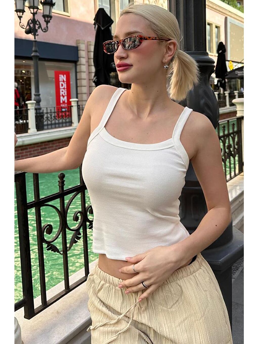 Beyaz Fitilli Görünümlü Askılı Basic Atlet Mg2236-1