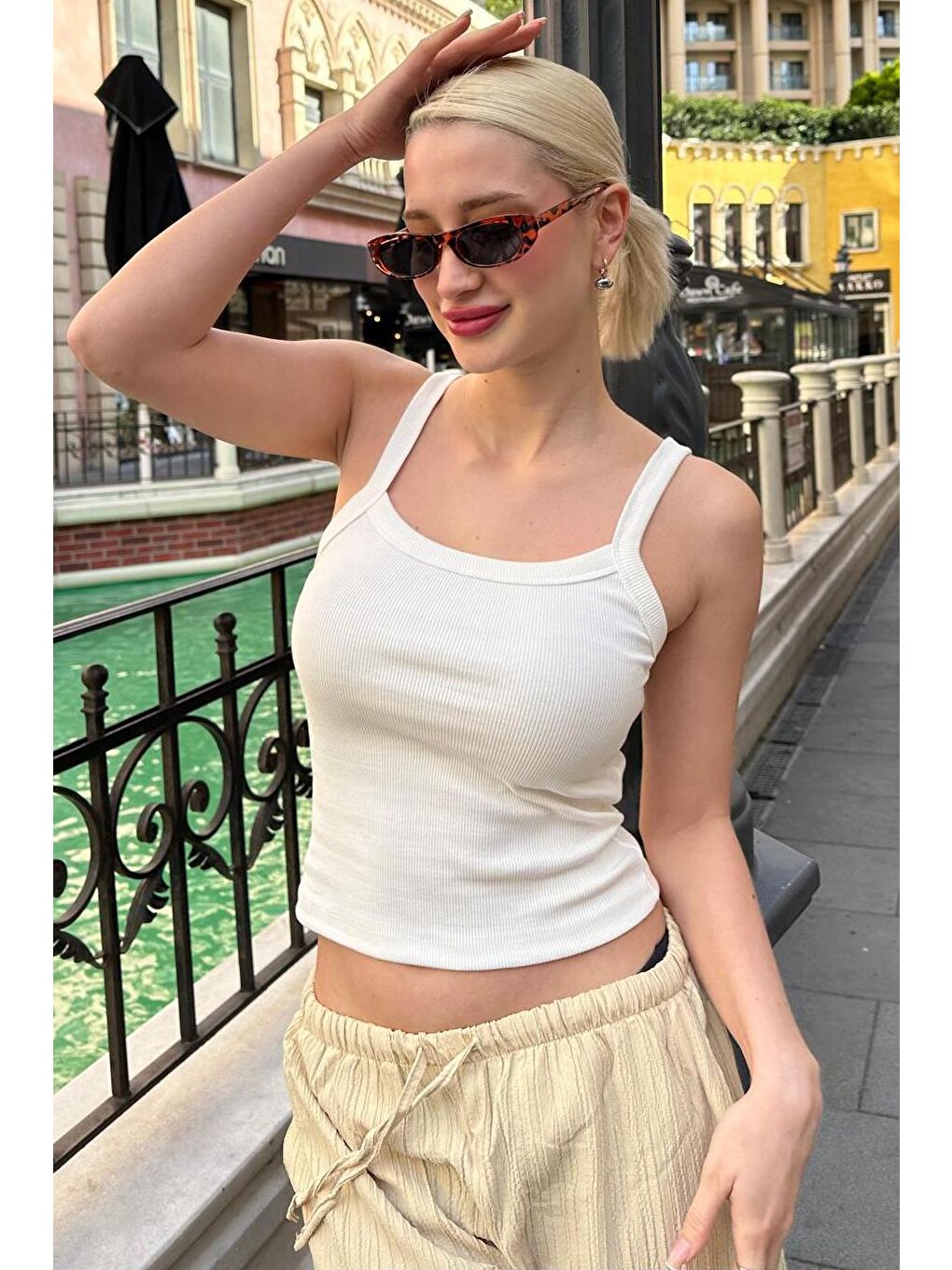 Beyaz Fitilli Görünümlü Askılı Basic Atlet Mg2236-3