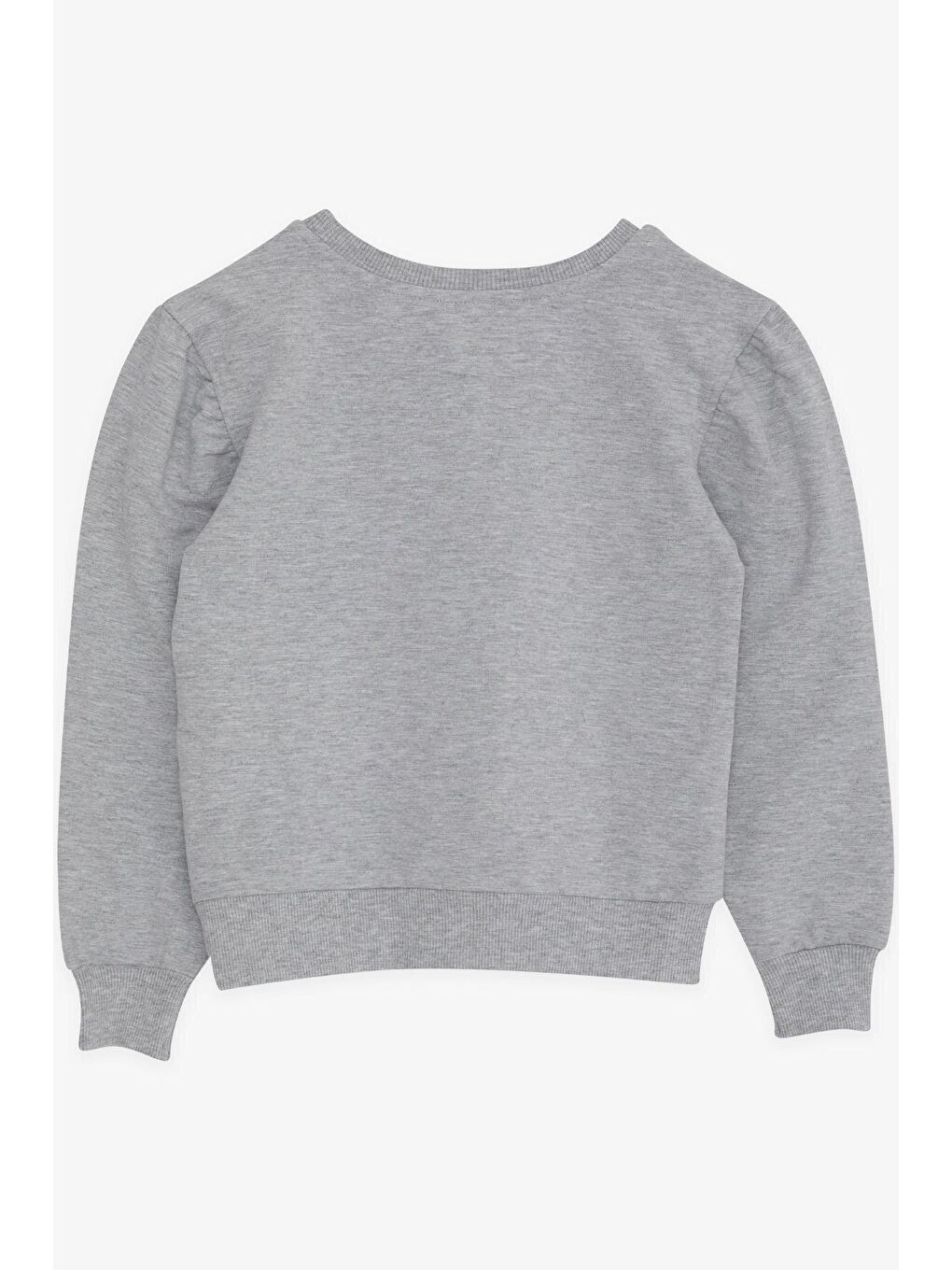 Kız Çocuk Sweatshirt Simli Yazı Baskılı Gri Melanj (9-14 Yaş)-1