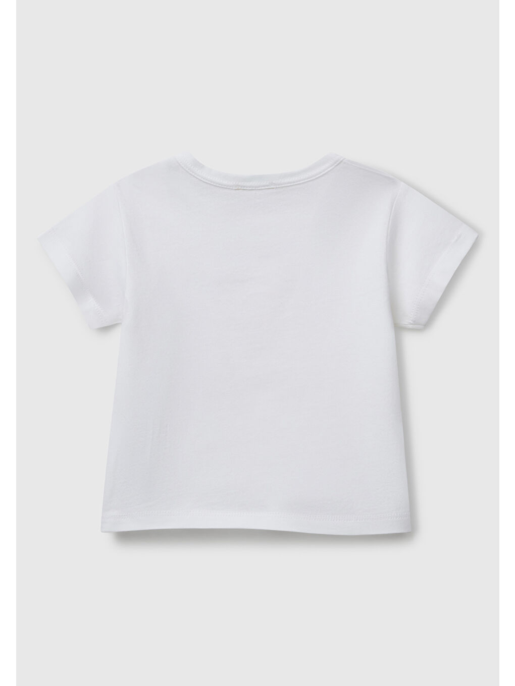 Bebek Beyaz Önü Baskılı Omzu Çıtçıt Düğmeli T-Shirt-1