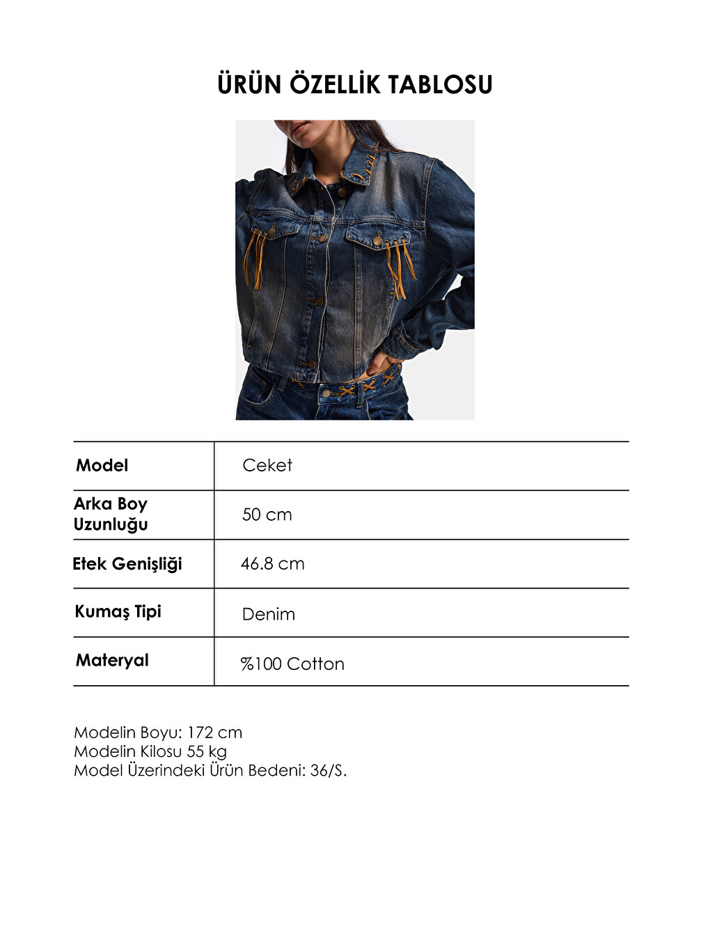 Mavi Kadın T.kot Rengi 2w6-8 Kemer Boy Süet Detaylı Tasarım Denim Ceket-5