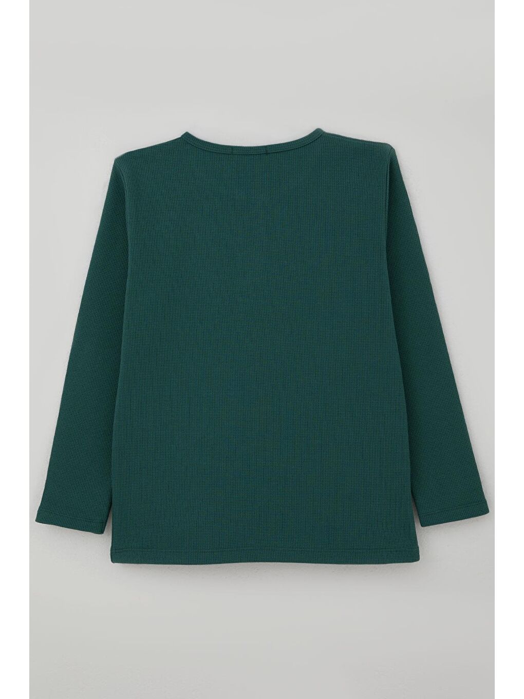Erkek Çocuk Uzun Kollu Tişört Düğme Detaylı Petrol Yeşili (4-8 Yaş)-1