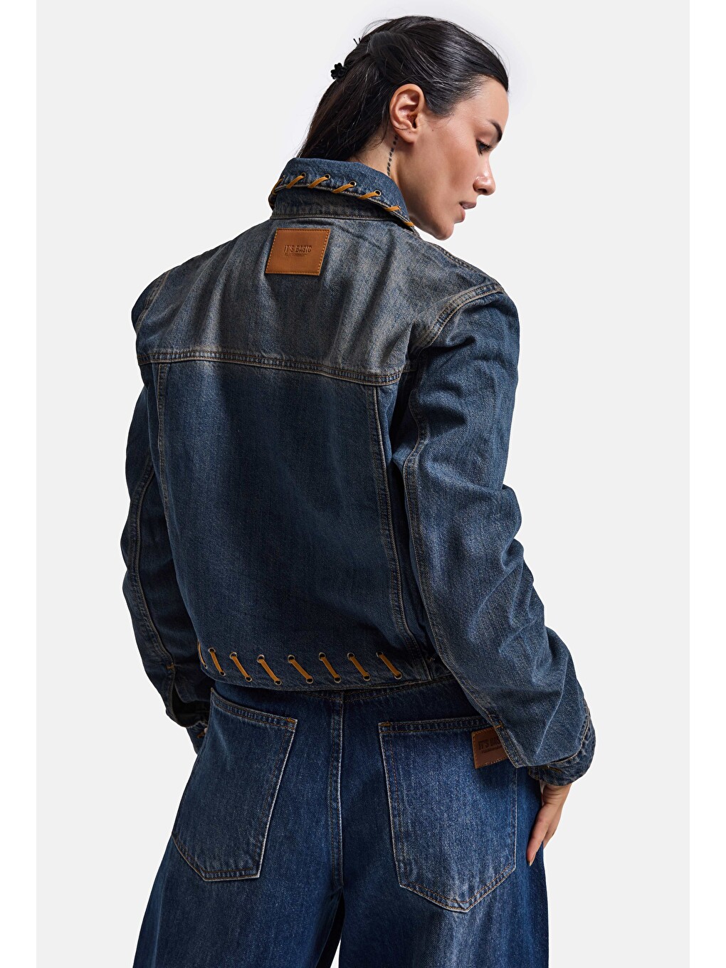 Mavi Kadın T.kot Rengi 2w6-8 Kemer Boy Süet Detaylı Tasarım Denim Ceket-6
