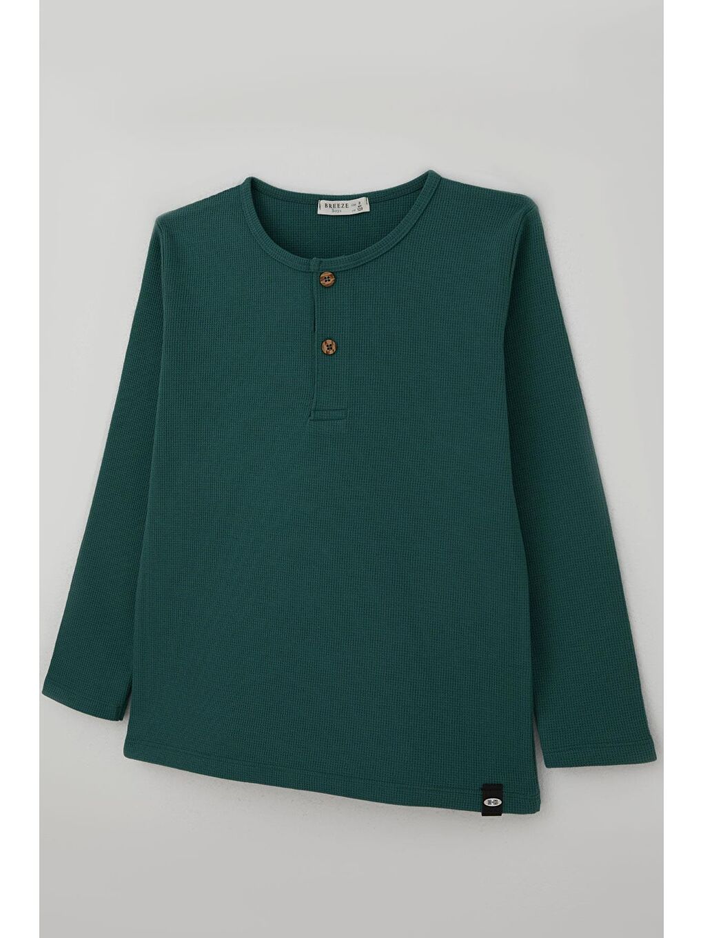 Erkek Çocuk Uzun Kollu Tişört Düğme Detaylı Petrol Yeşili (4-8 Yaş)-2