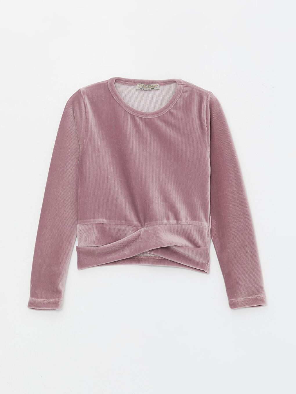 Pembe Kız Çocuk Kadife Fitilli Yırtmaçlı Bol Paça Takım-1