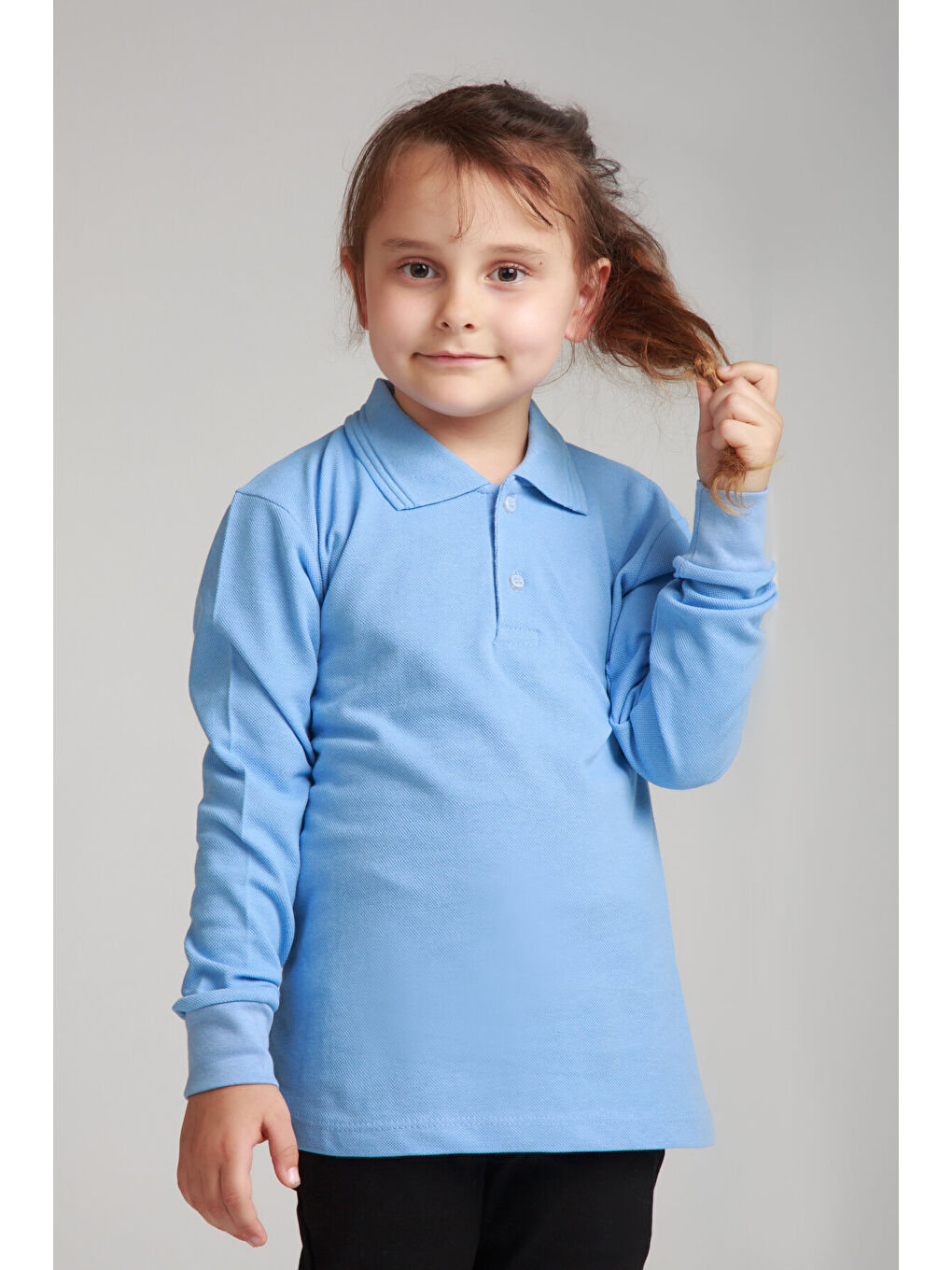 Mavi Kids Polo Yaka Basic Uzun Kollu Kız Çocuk-1