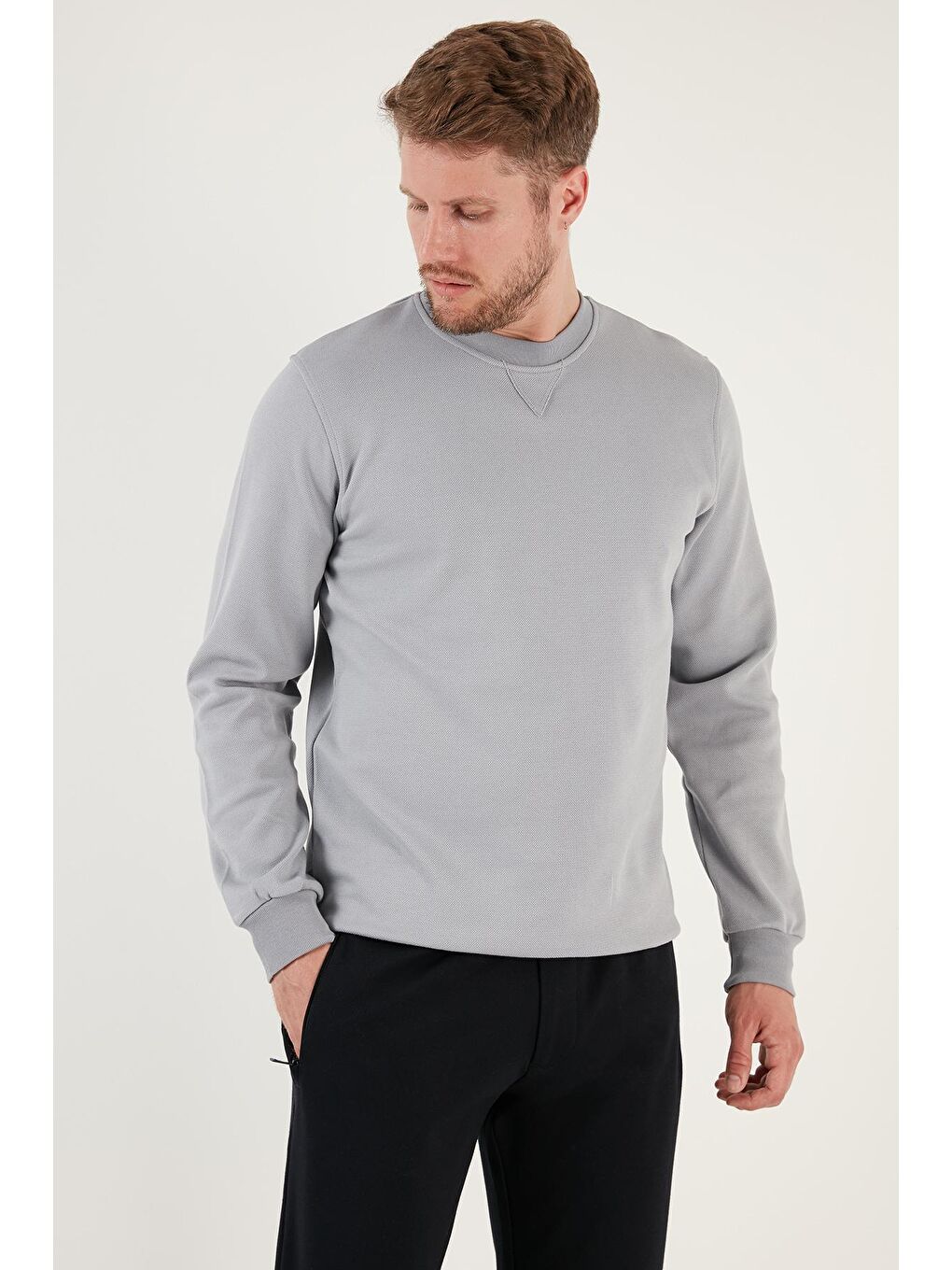 Buratti Açık Gri Pamuklu Regular Fit Bisiklet Yaka Erkek Sweatshirt 5905453 - 1