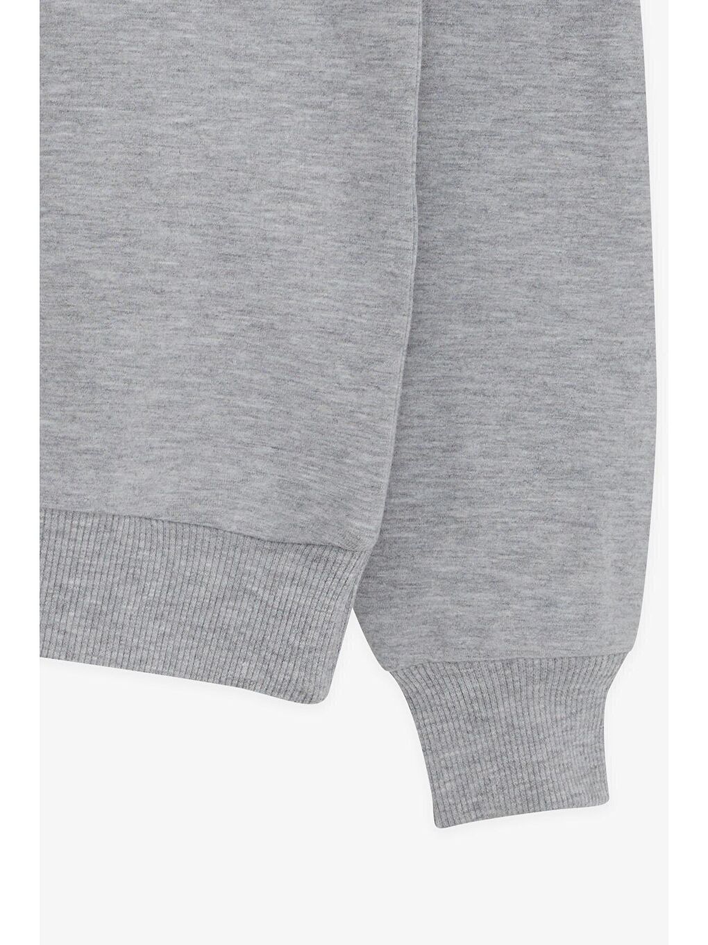 Kız Çocuk Sweatshirt Simli Yazı Baskılı Gri Melanj (9-14 Yaş)-3