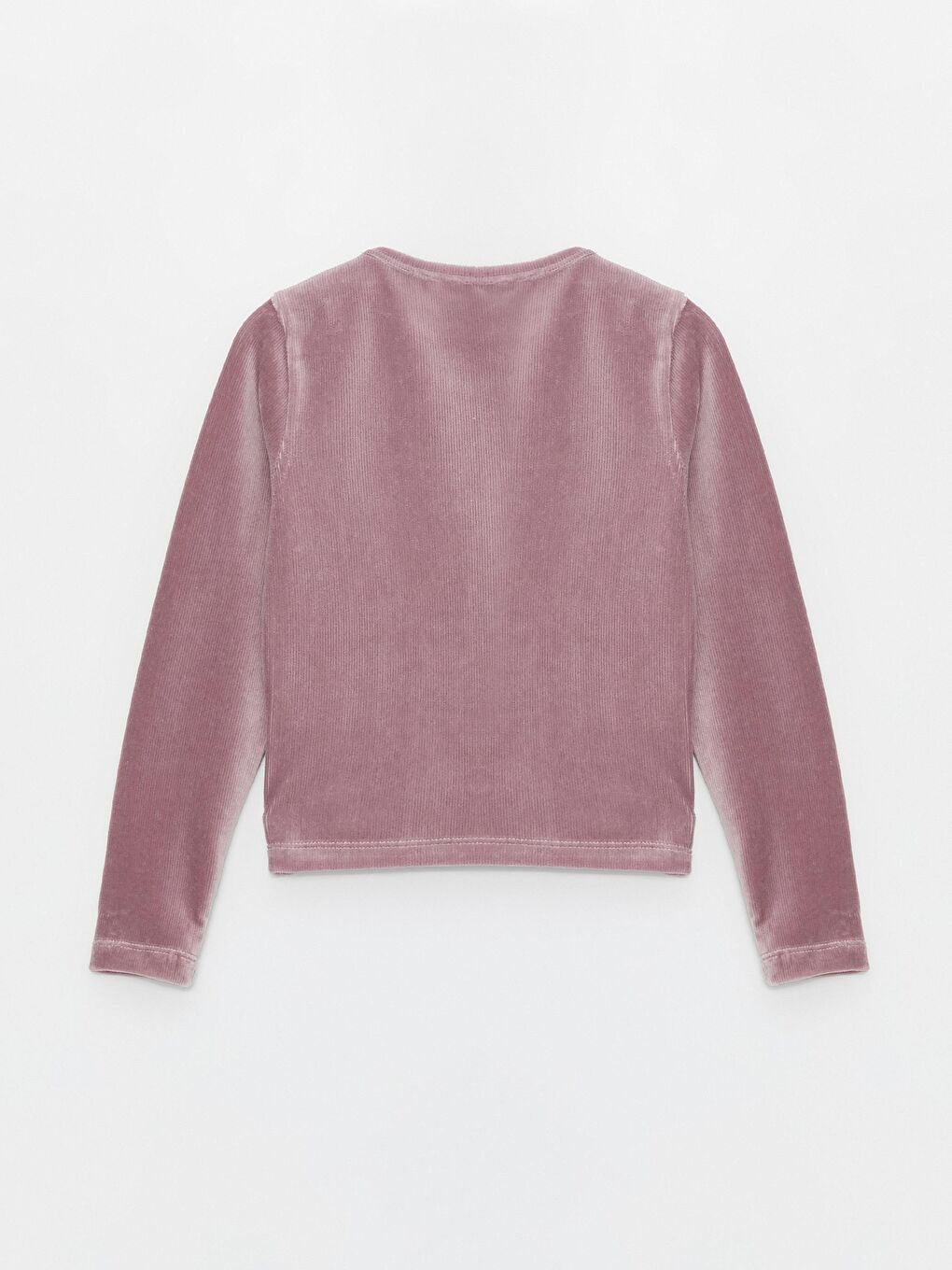 Pembe Kız Çocuk Kadife Fitilli Yırtmaçlı Bol Paça Takım-2