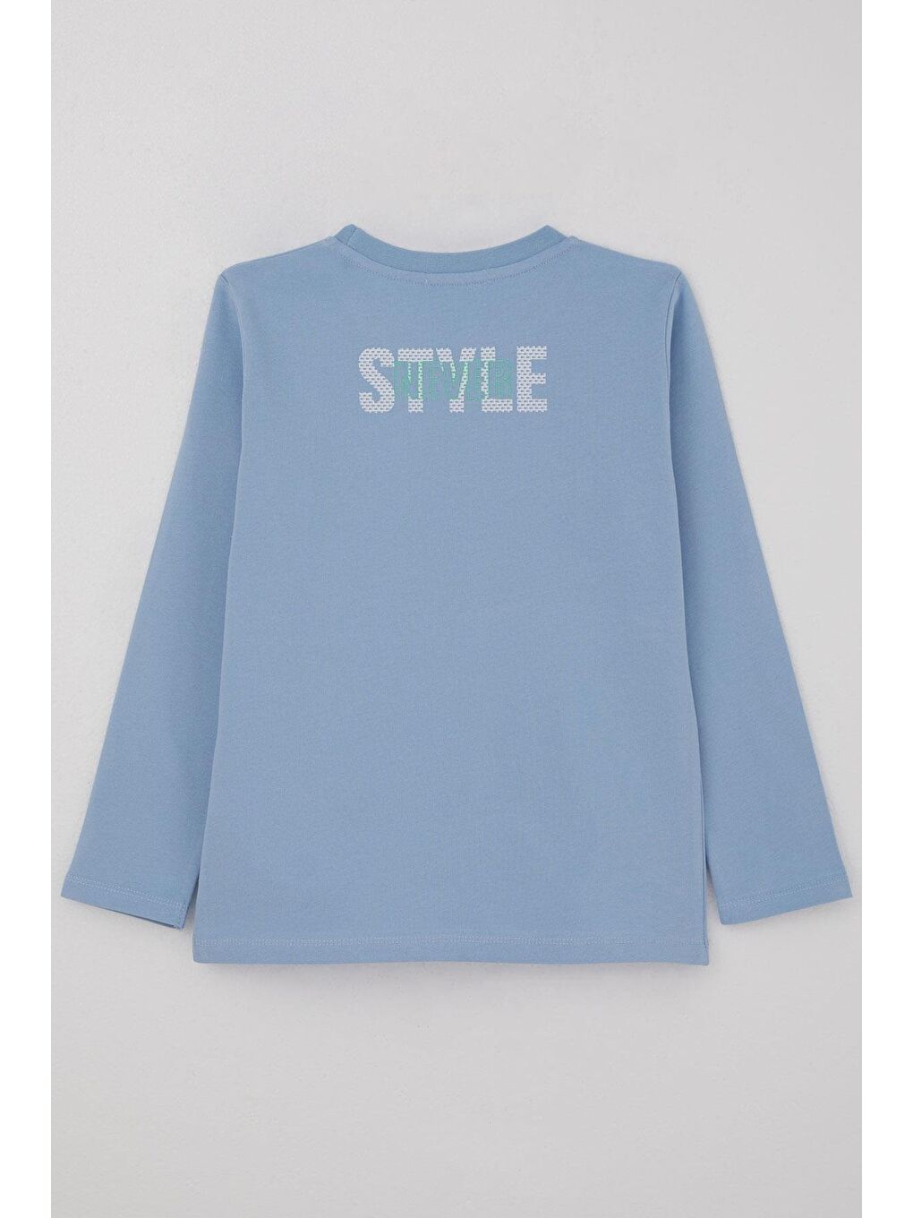 Erkek Çocuk Uzun Kollu Tişört Yazı Baskılı Açık Mavi (6-12 Yaş)-5