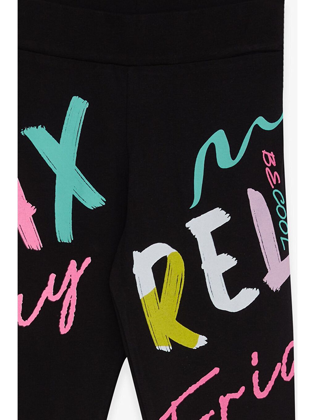 Kız Çocuk Tayt Renkli Yazı Baskılı Siyah (8-14 Yaş)-2