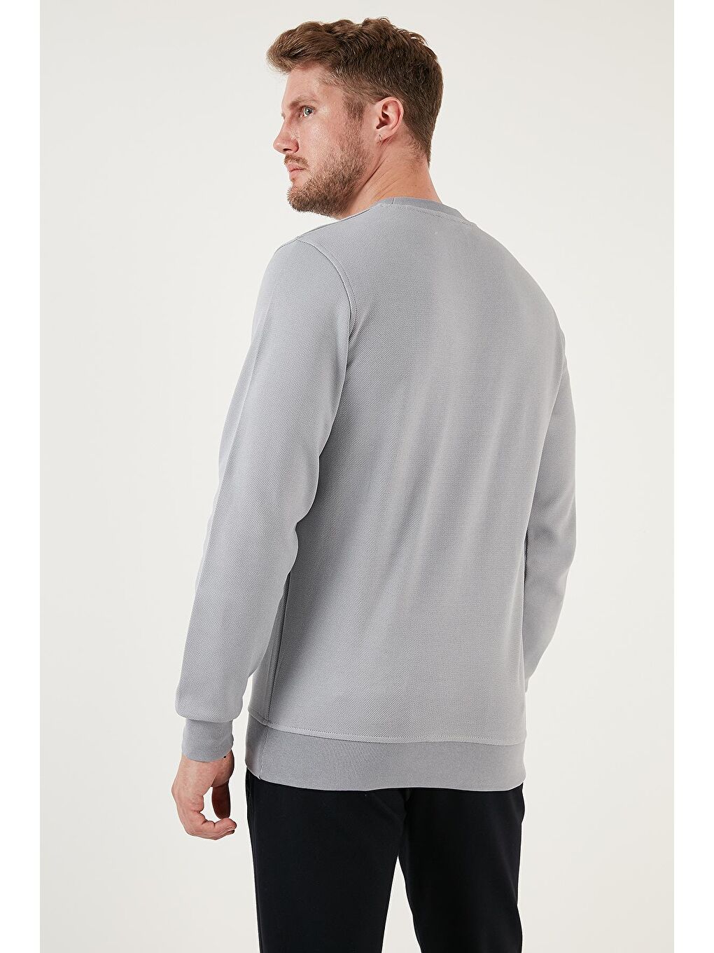 Buratti Açık Gri Pamuklu Regular Fit Bisiklet Yaka Erkek Sweatshirt 5905453 - 4