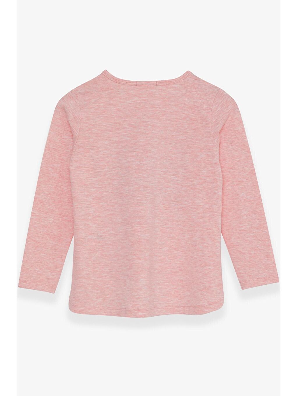 Pembe Kız Çocuk Uzun Kollu Tişört Taşlı Yazı Baskılı Somon Melanj (6-12 Yaş)-1