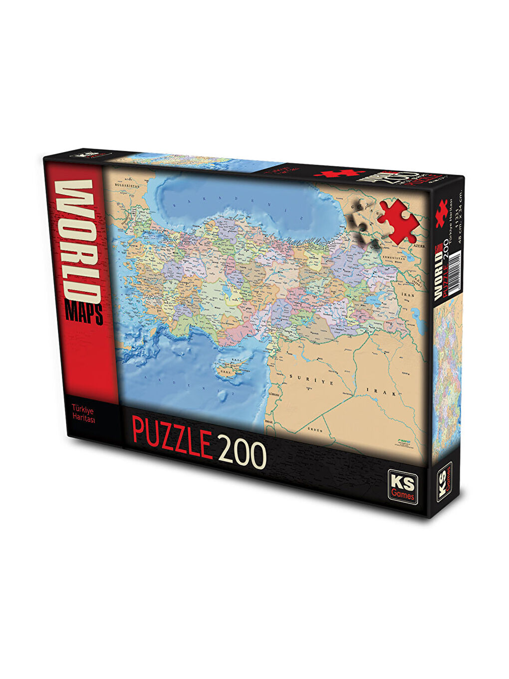 KS GAMES Renksiz Puzzle 200 Parça Türkiye Siyasi Haritası 11331