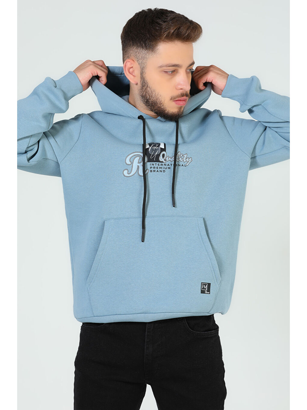 Mishar İtalia Yeşil Erkek Baskılı Kapüşonlu Üç İplik Şardonlu Sweatshirt - 2