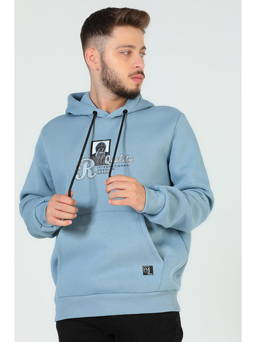 Mishar İtalia Yeşil Erkek Baskılı Kapüşonlu Üç İplik Şardonlu Sweatshirt - 3