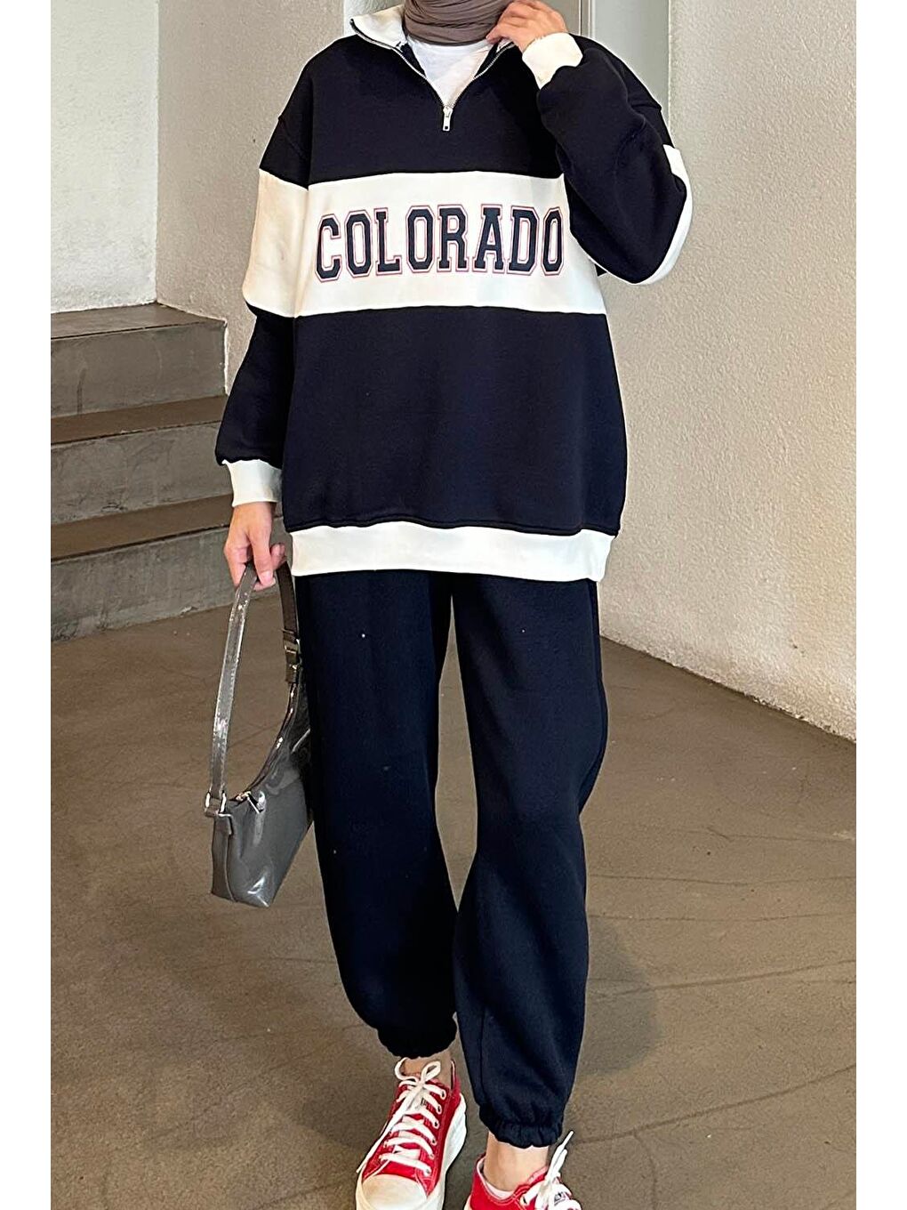 Colorado Baskılı Üç İplik Sweatshirt Lacivert-2