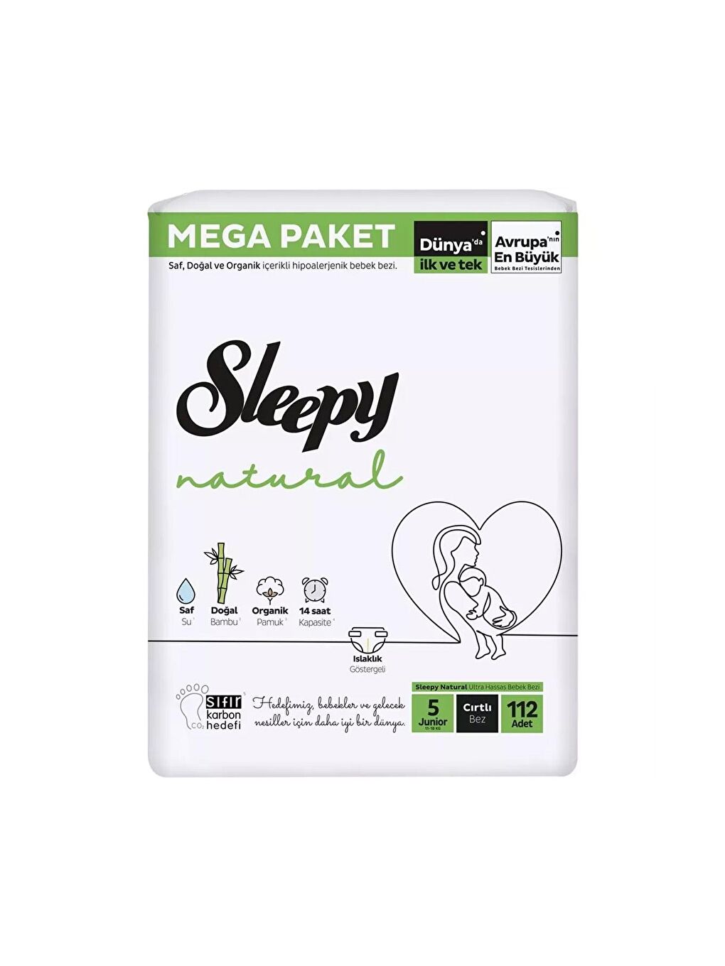 Sleepy Beyaz Natural Mega Fırsat Junior 112 ( 5 Numara ) Bebek Bezi