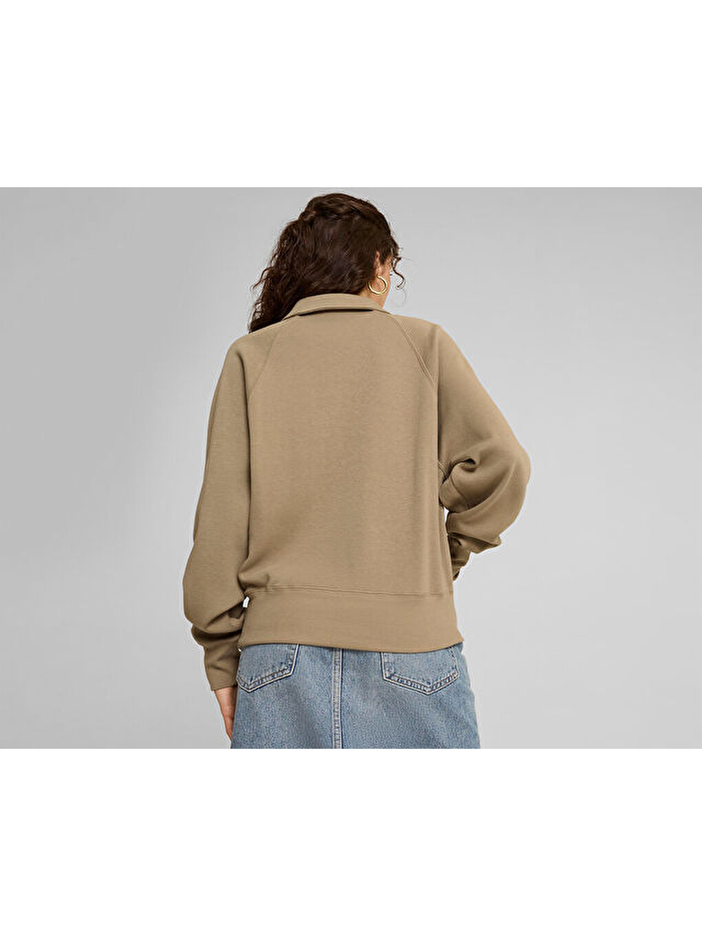Ekru Classics+ Half Zip Polo Crew Kadın Günlük Sweatshirts 62656167 Krem-3