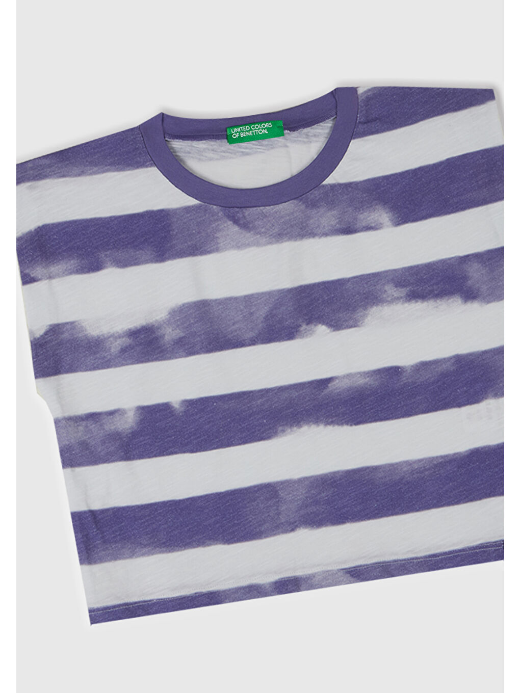 Kız Çocuk Mor Çizgili Boynu Nervürlü Logo Etiketi Detaylı Kolsuz T-Shirt-1