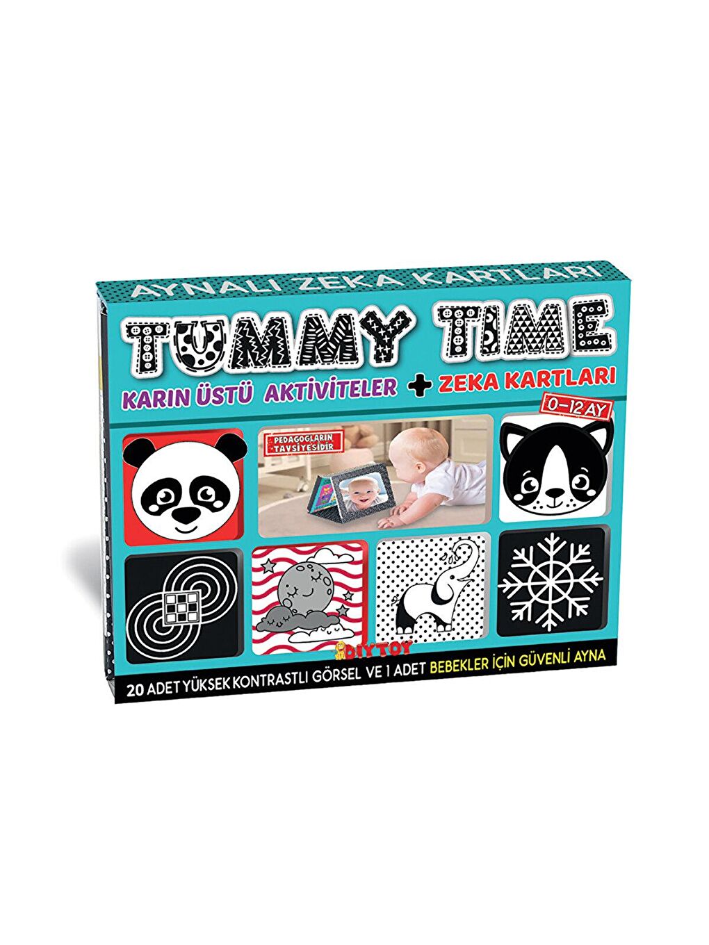 DIYTOY Karışık Tummy Tıme Zeka Kartları Güvenli Bebek Aynası