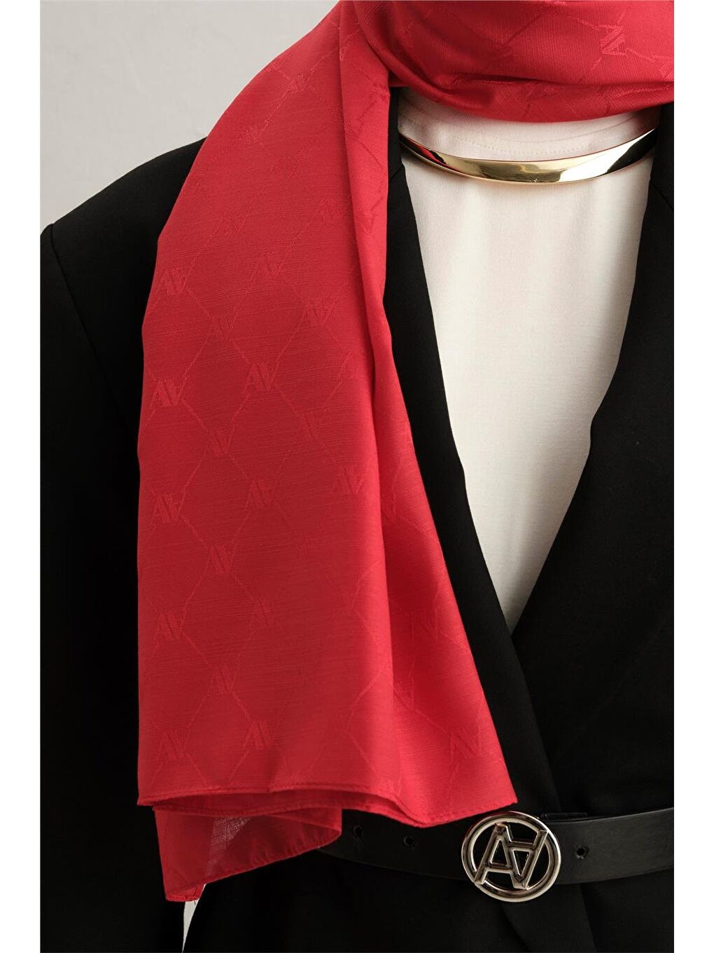 Kırmızı Trend Monogram Şal 1 23003 3207-1