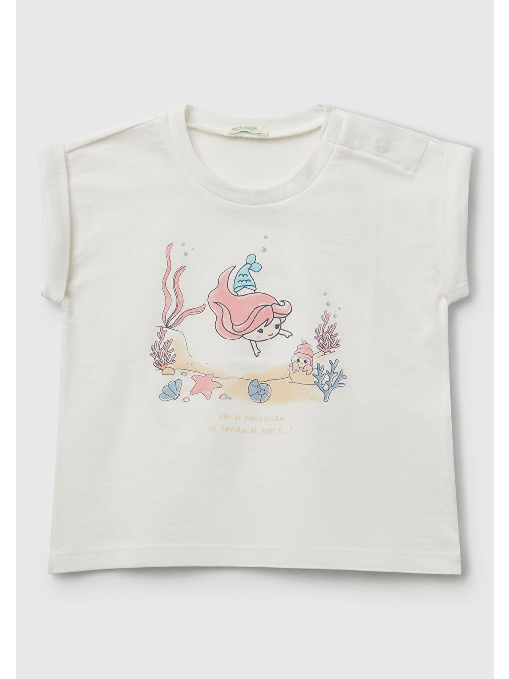 Bebek Beyaz Önü Baskılı Manşetli T-Shirt