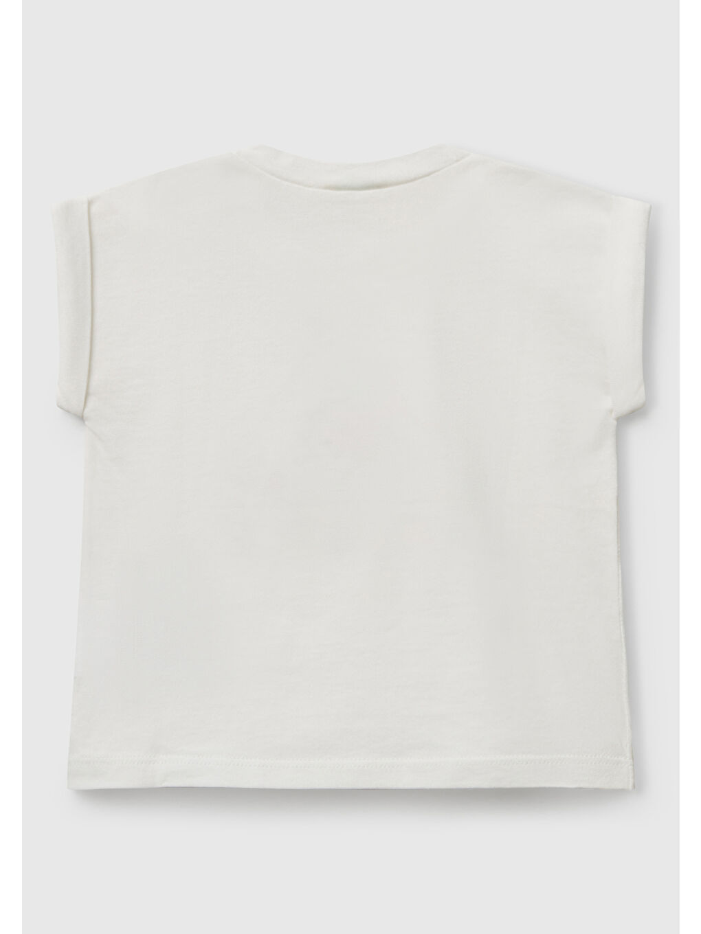 Bebek Beyaz Önü Baskılı Manşetli T-Shirt-1