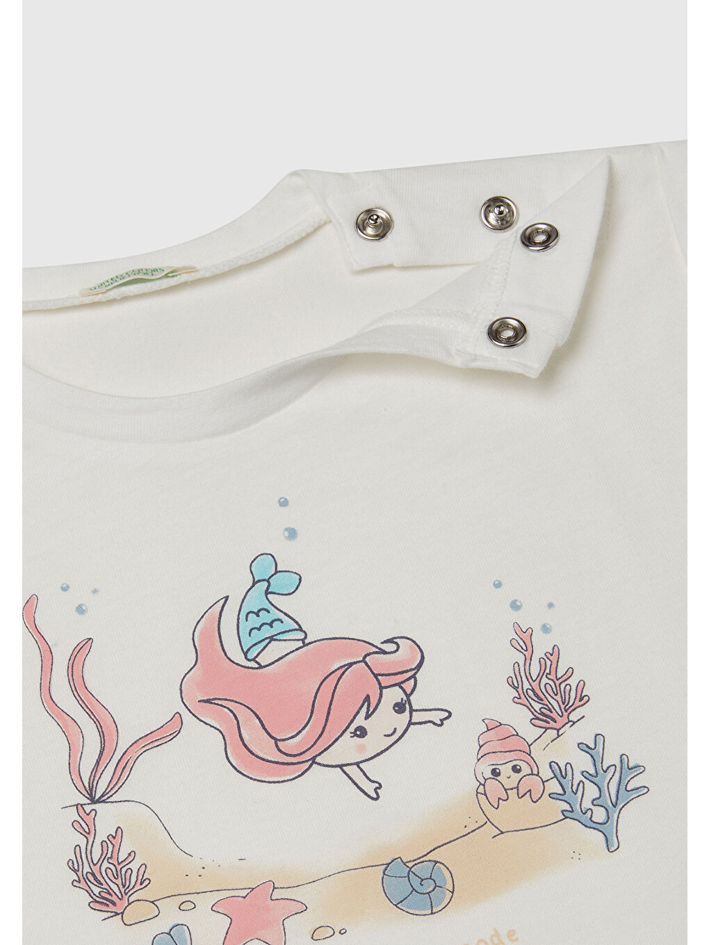 Bebek Beyaz Önü Baskılı Manşetli T-Shirt-2