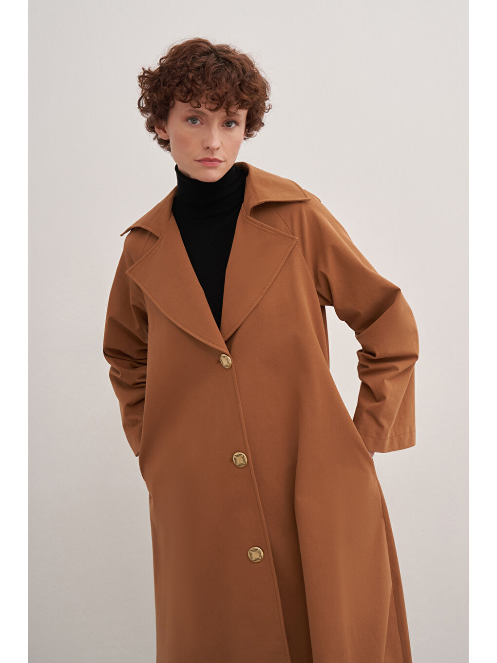 Kahverengi 7180111 Pile Detaylı Pardösü-2