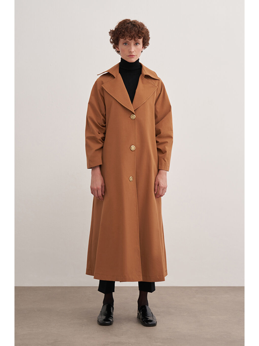 Kahverengi 7180111 Pile Detaylı Pardösü-3