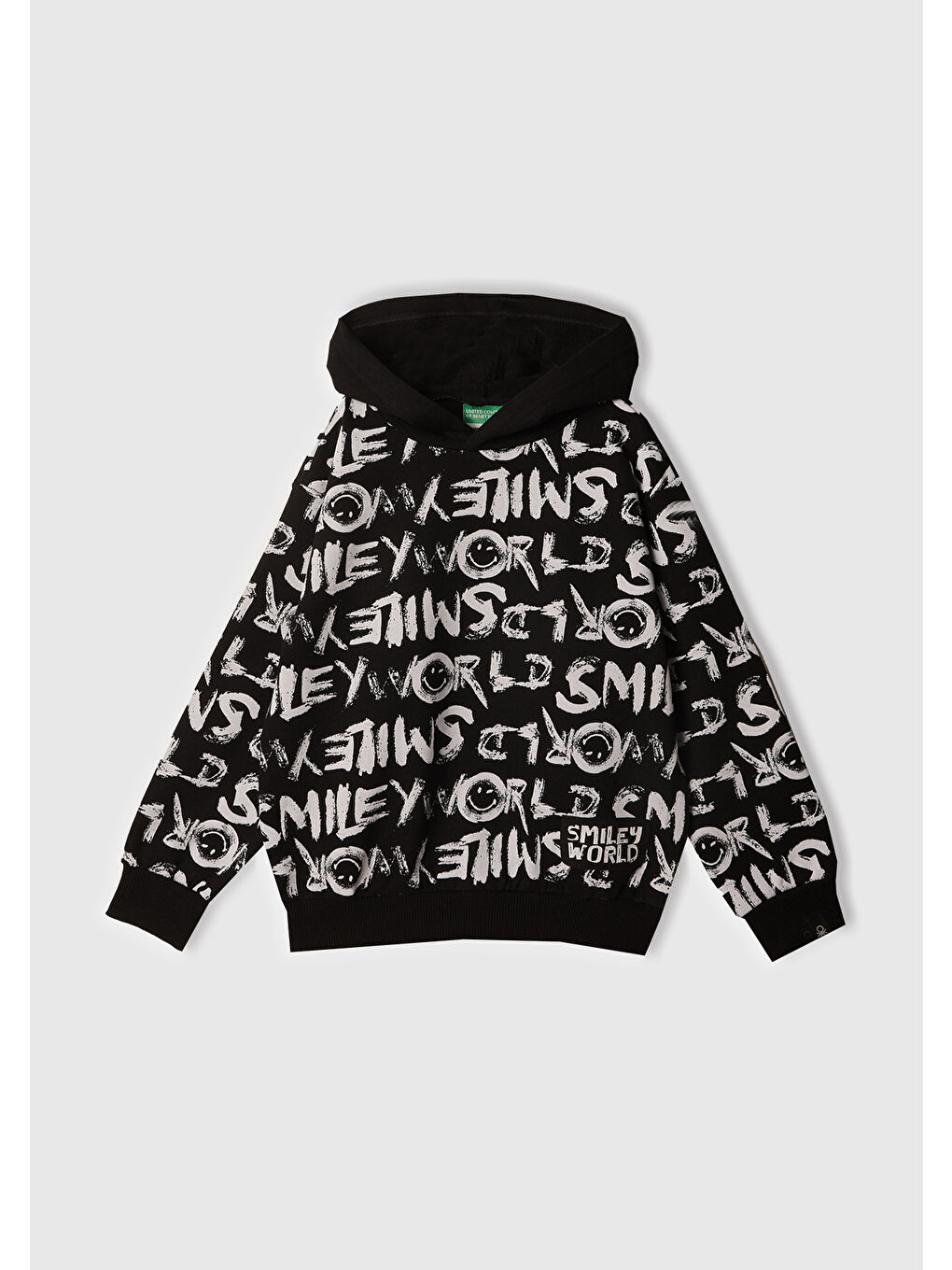 Erkek Çocuk Siyah Tamamı Baskılı Kapüşonlu Sweatshirt