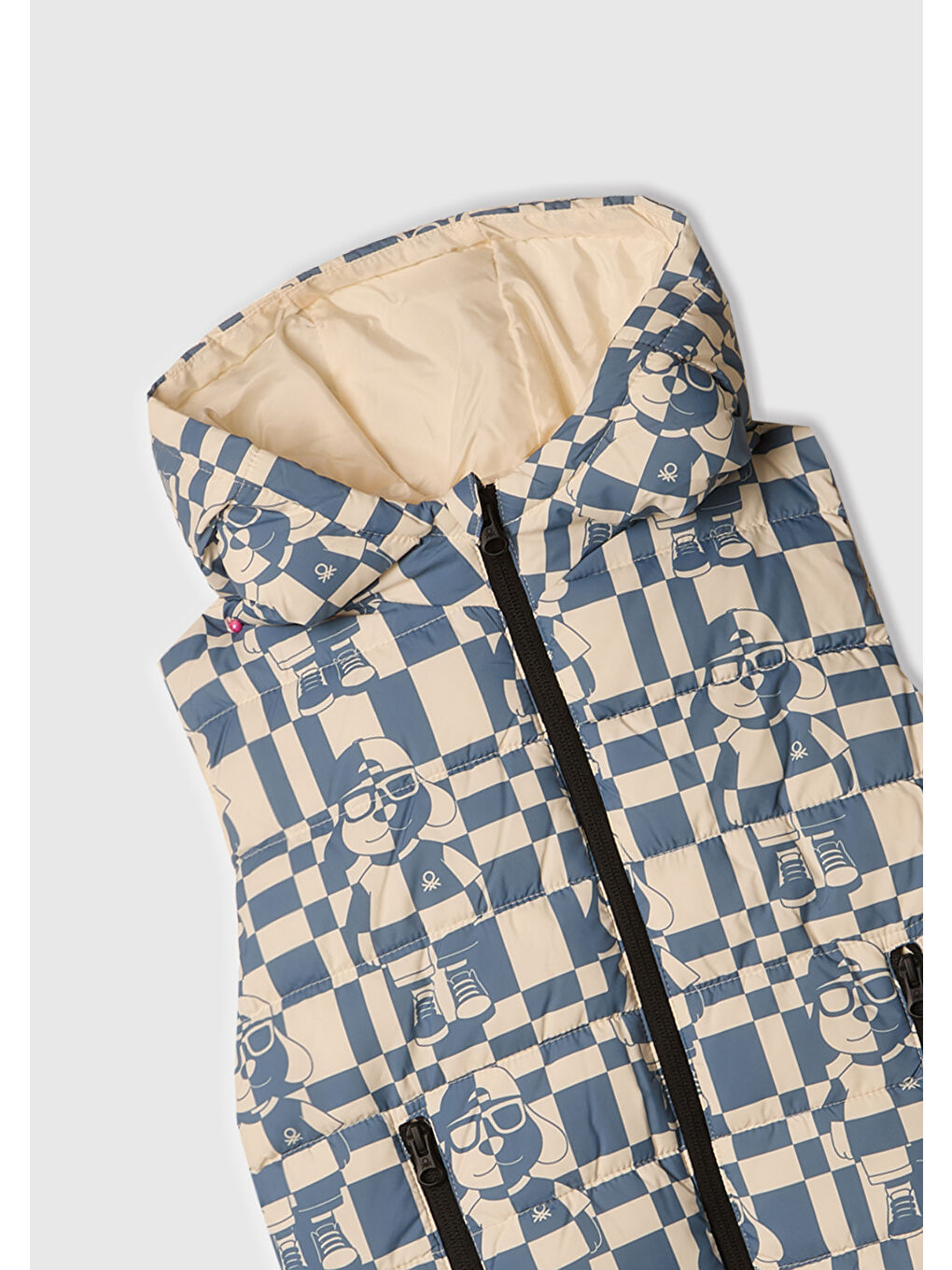 Erkek Çocuk Mavi Tamamı Desenli Logo Detaylı  Yelek-1