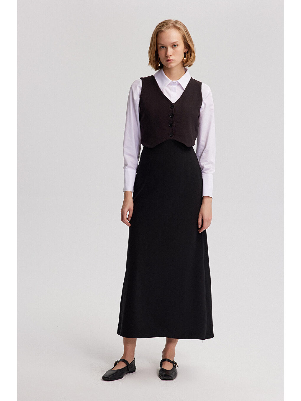 Siyah Doğal Dokulu Yelek