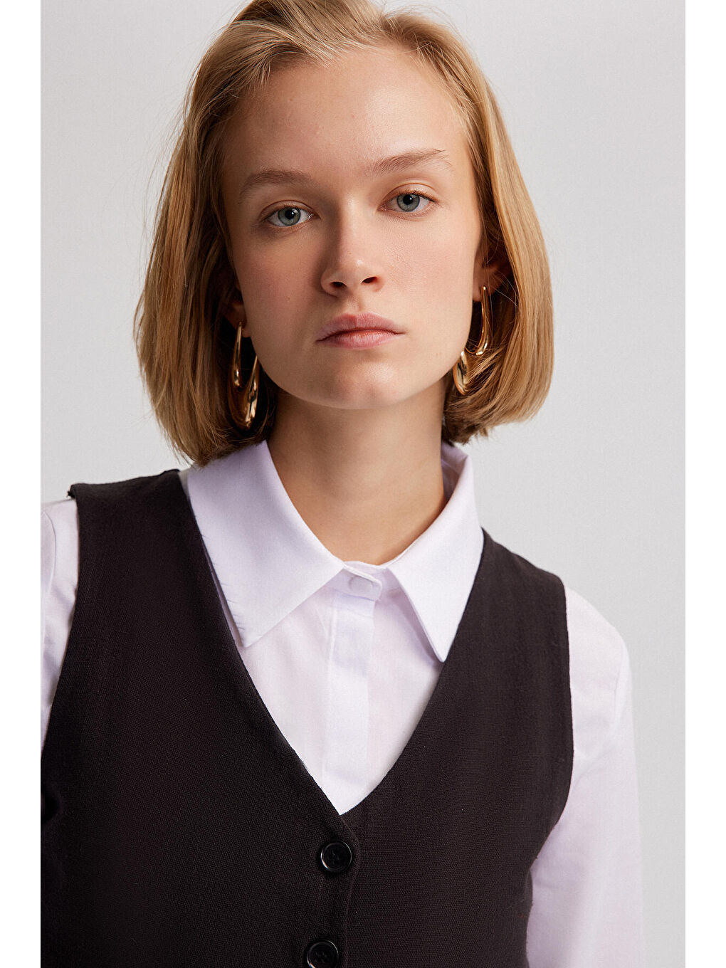 Siyah Doğal Dokulu Yelek-4