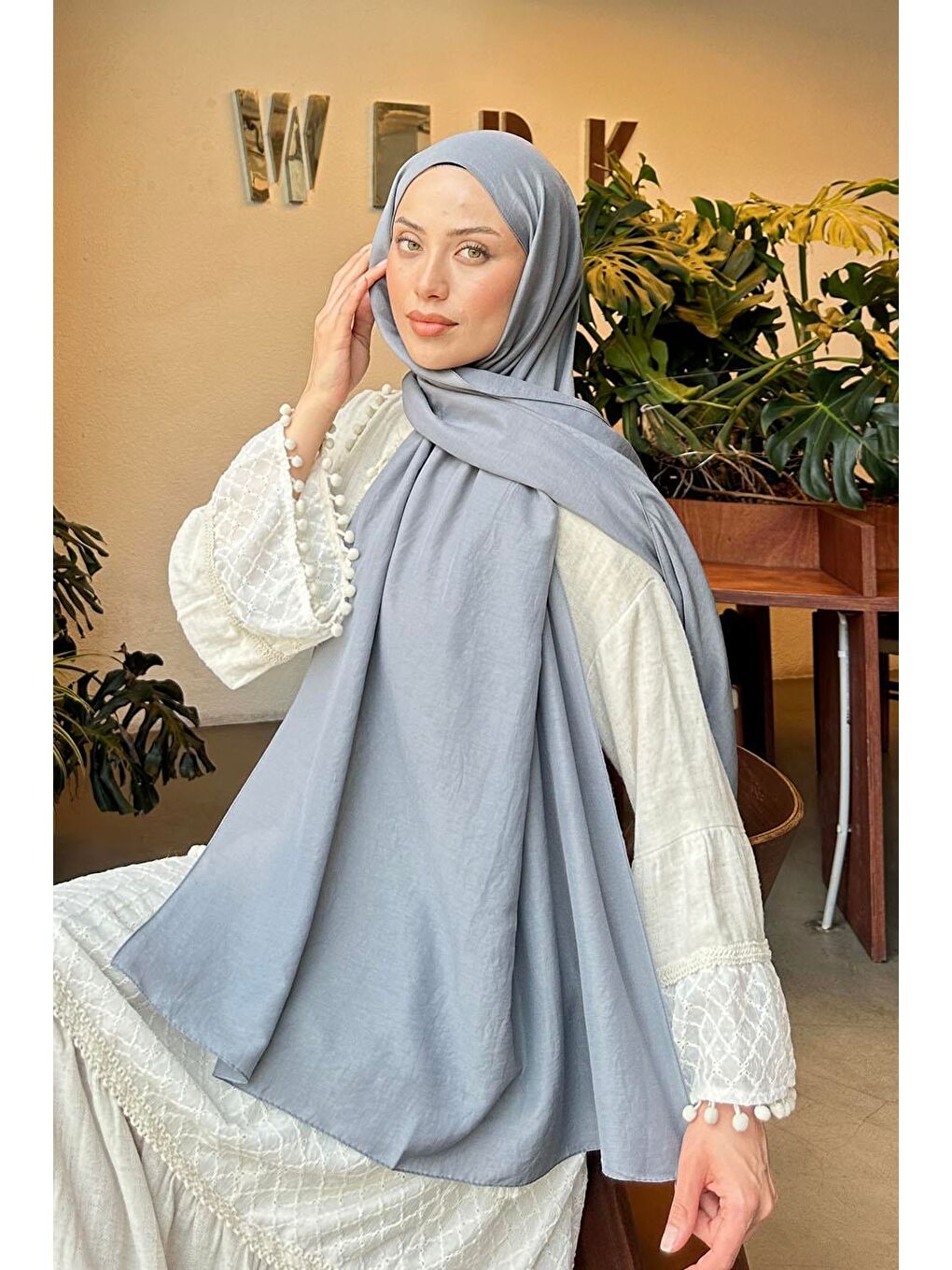 Gri Comfort Pamuk Şal Füme-1