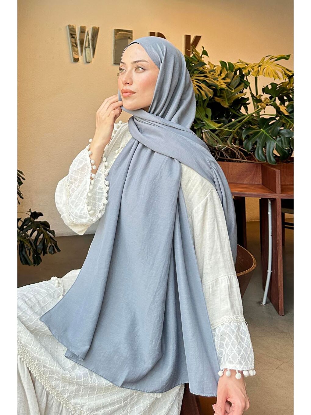 Gri Comfort Pamuk Şal Füme-2