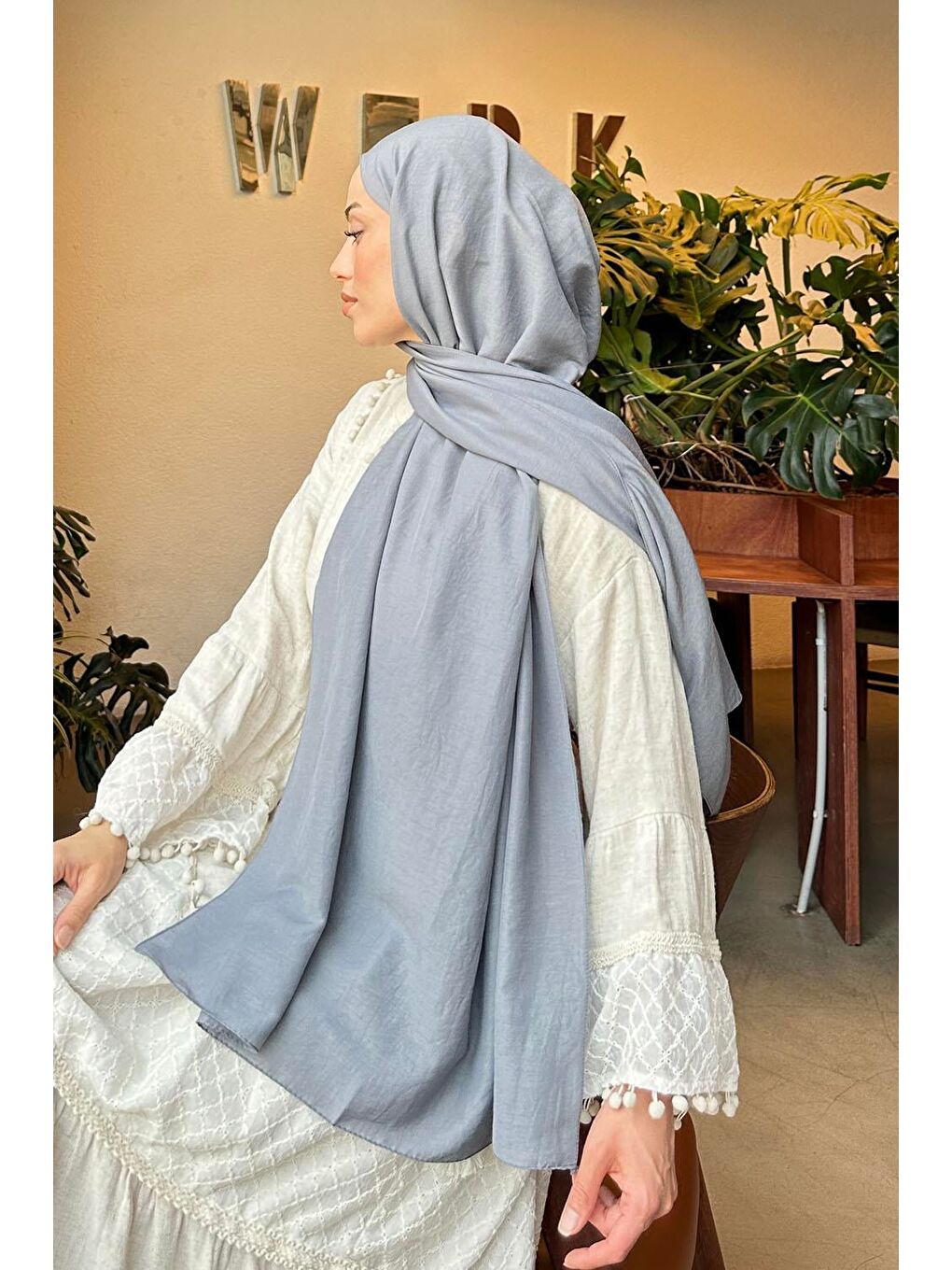 Gri Comfort Pamuk Şal Füme-3