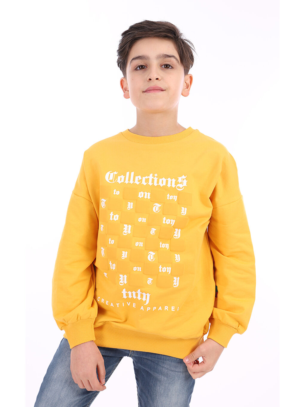Sarı Erkek Çocuk Baskılı Sweatshirt