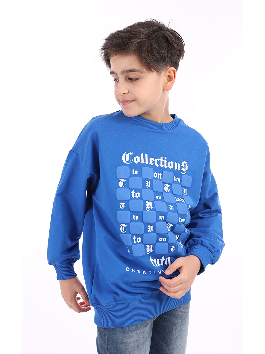 Mavi Erkek Çocuk Baskılı Sweatshirt-1