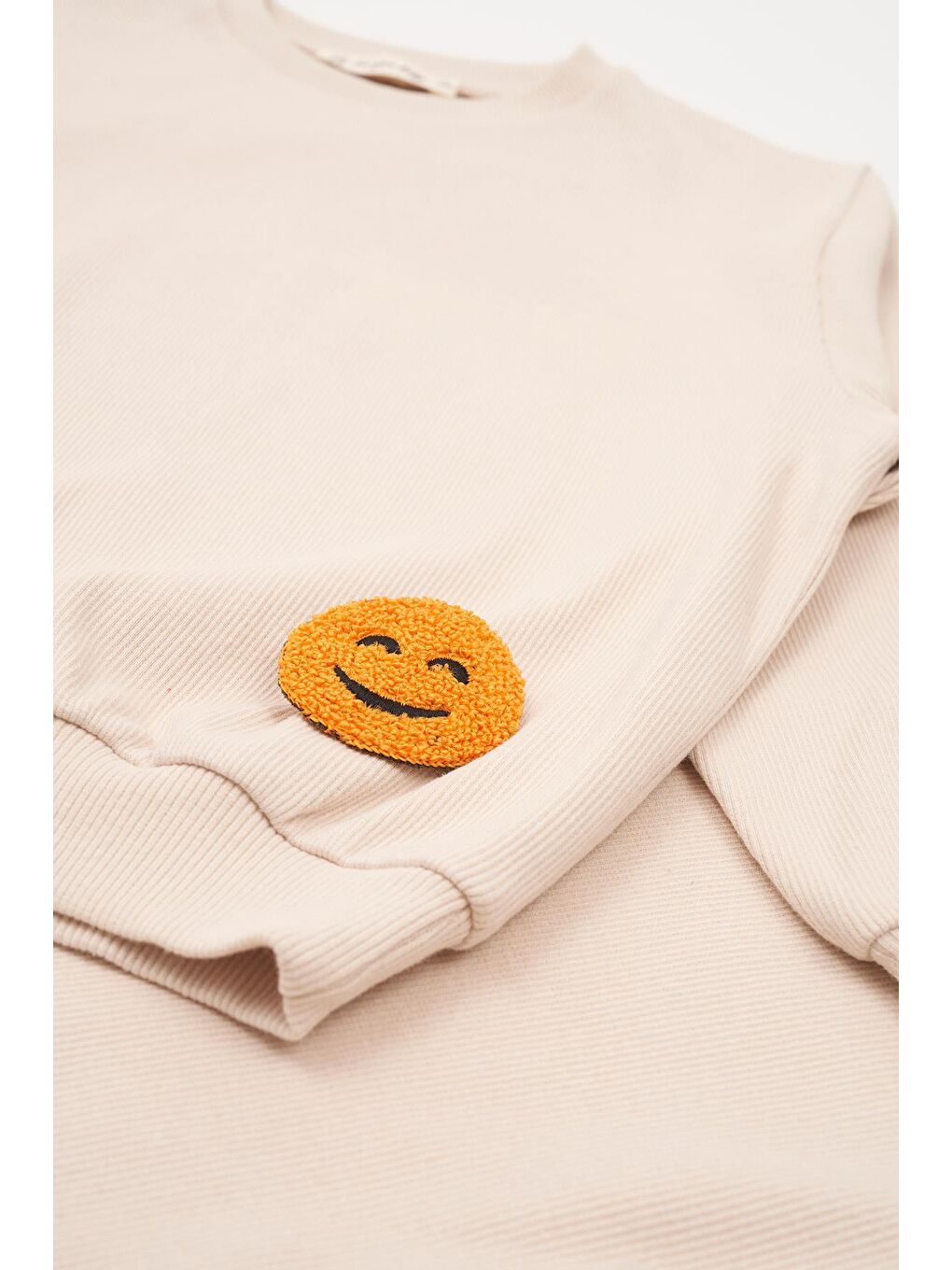 Bej Emoji Nakışlı Taytlı Taş Alt Üst Takım-1