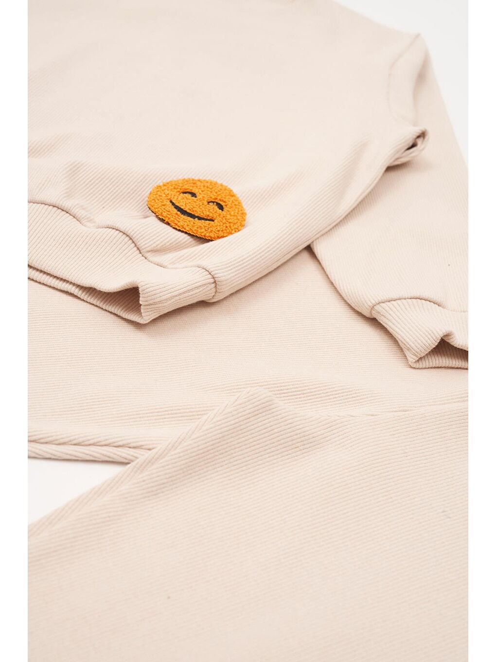 Bej Emoji Nakışlı Taytlı Taş Alt Üst Takım-2