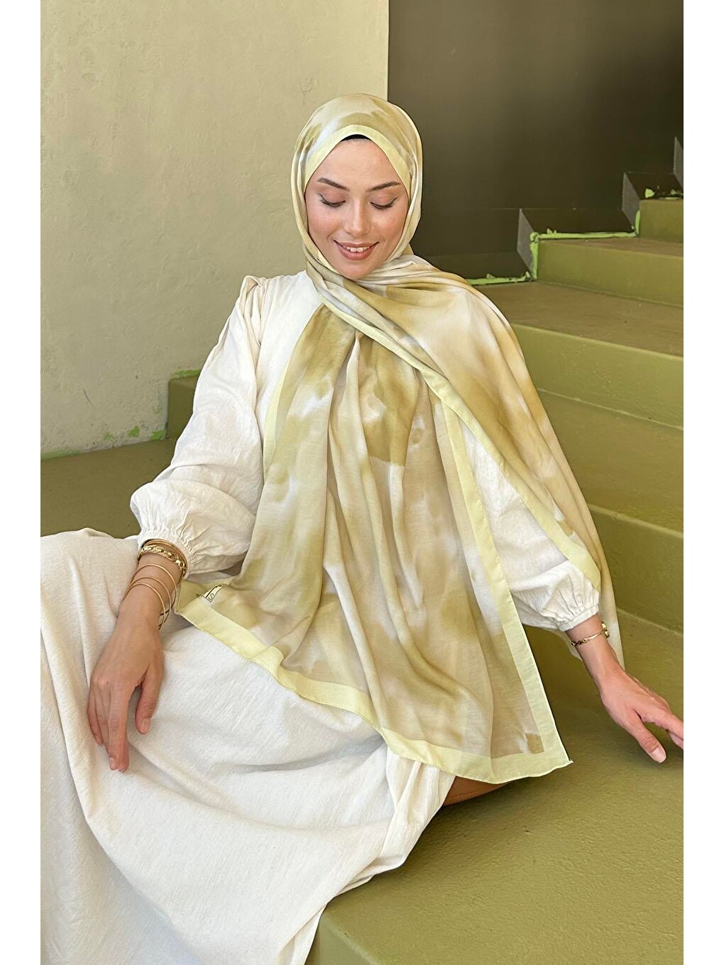 Batik Desen Soft Şal Sarı-2