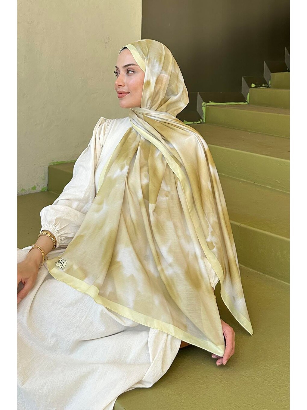 Batik Desen Soft Şal Sarı-3
