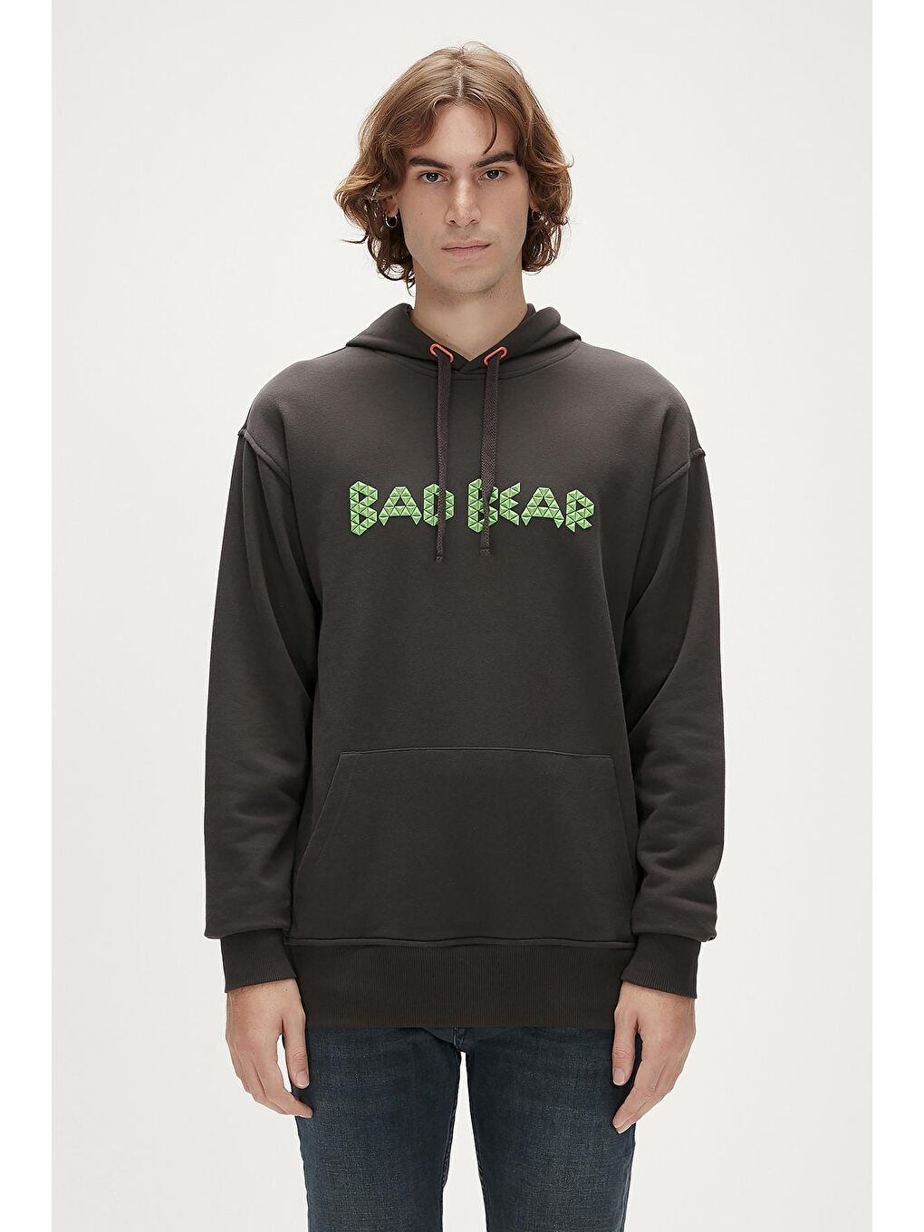 Bad Bear Antrasit 3D Bad Hoodie Antrasit Kapüşonlu Erkek Sweatshirt