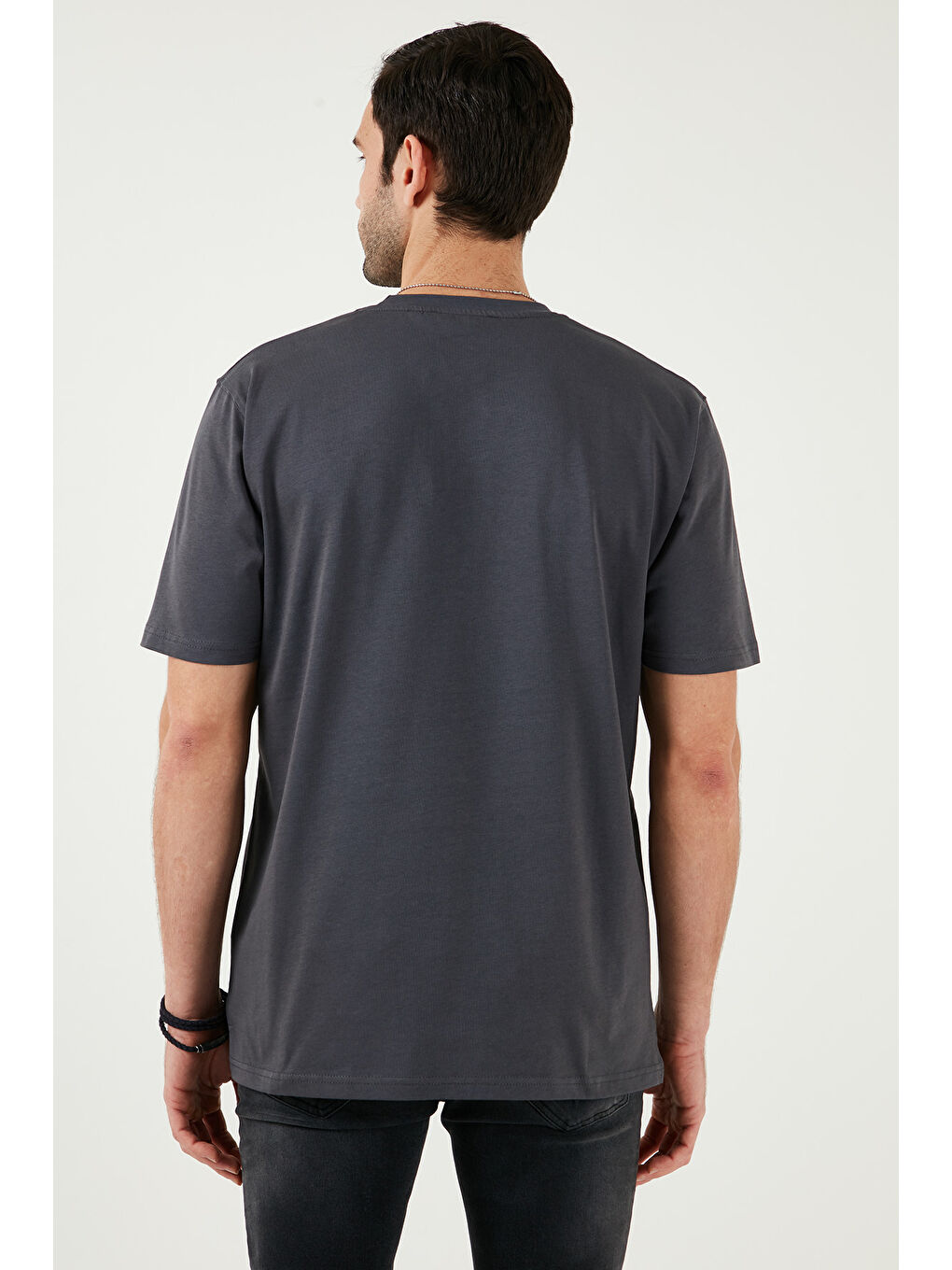 Buratti Antrasit Pamuklu Relaxed Fit Sıfır Yaka Erkek Tişört 5905446 - 6