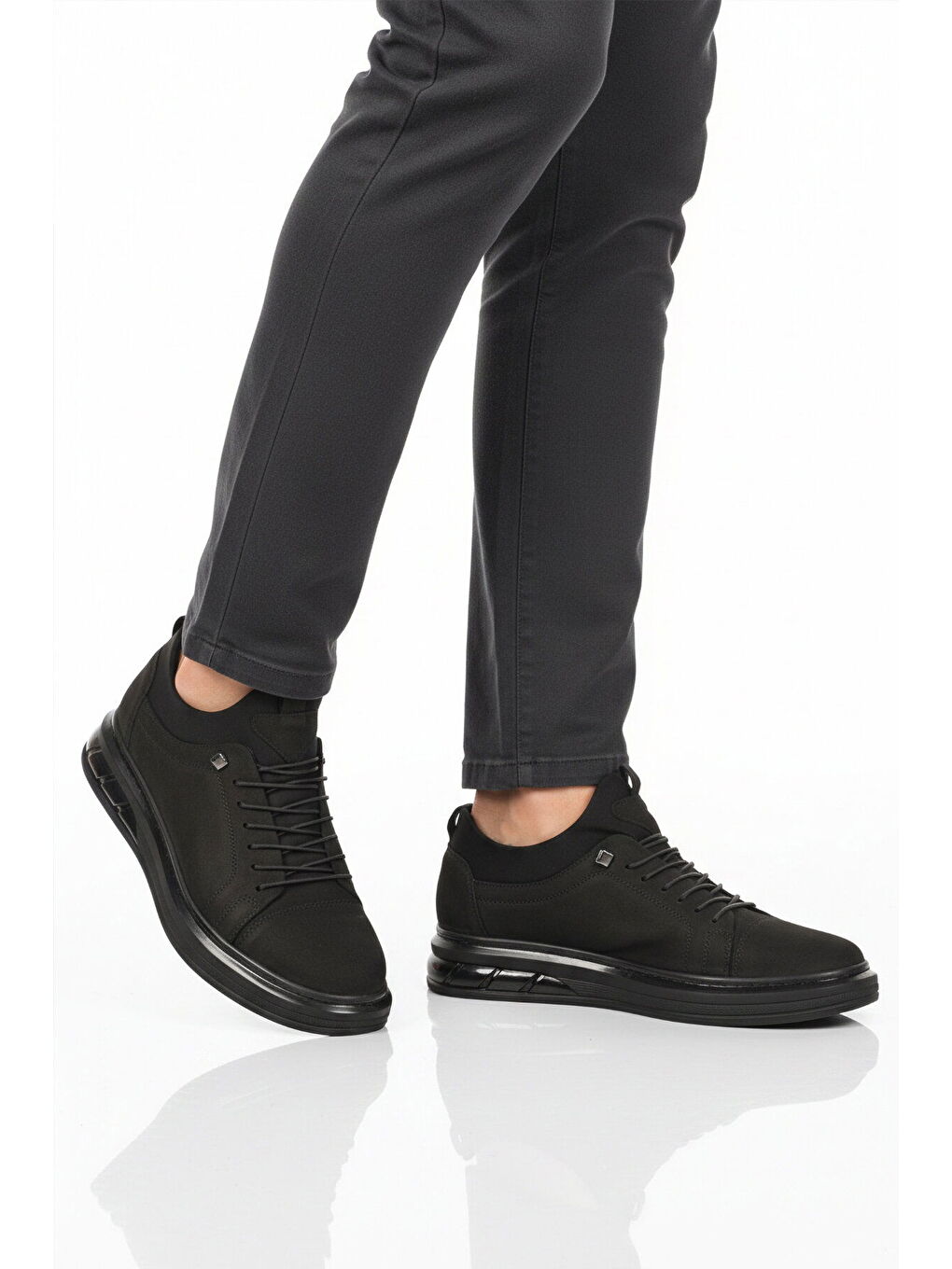 Siyah Nubuk Hakiki Deri Erkek Casual Ayakkabı 117 M-2