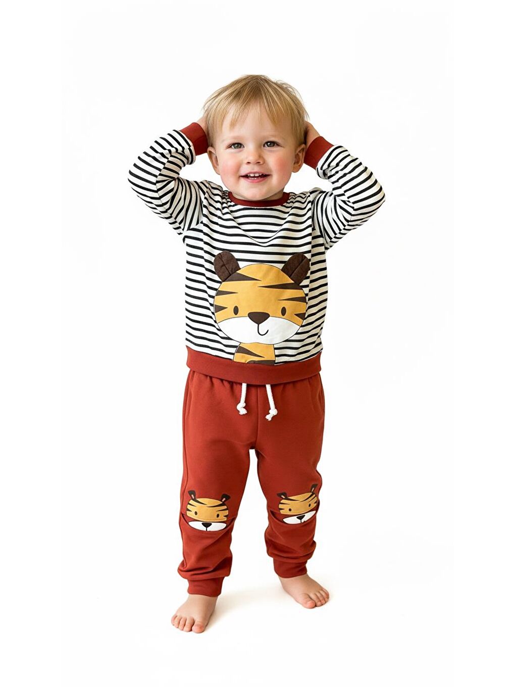 Kahverengi Figür Baskılı 2 Li Takım-4