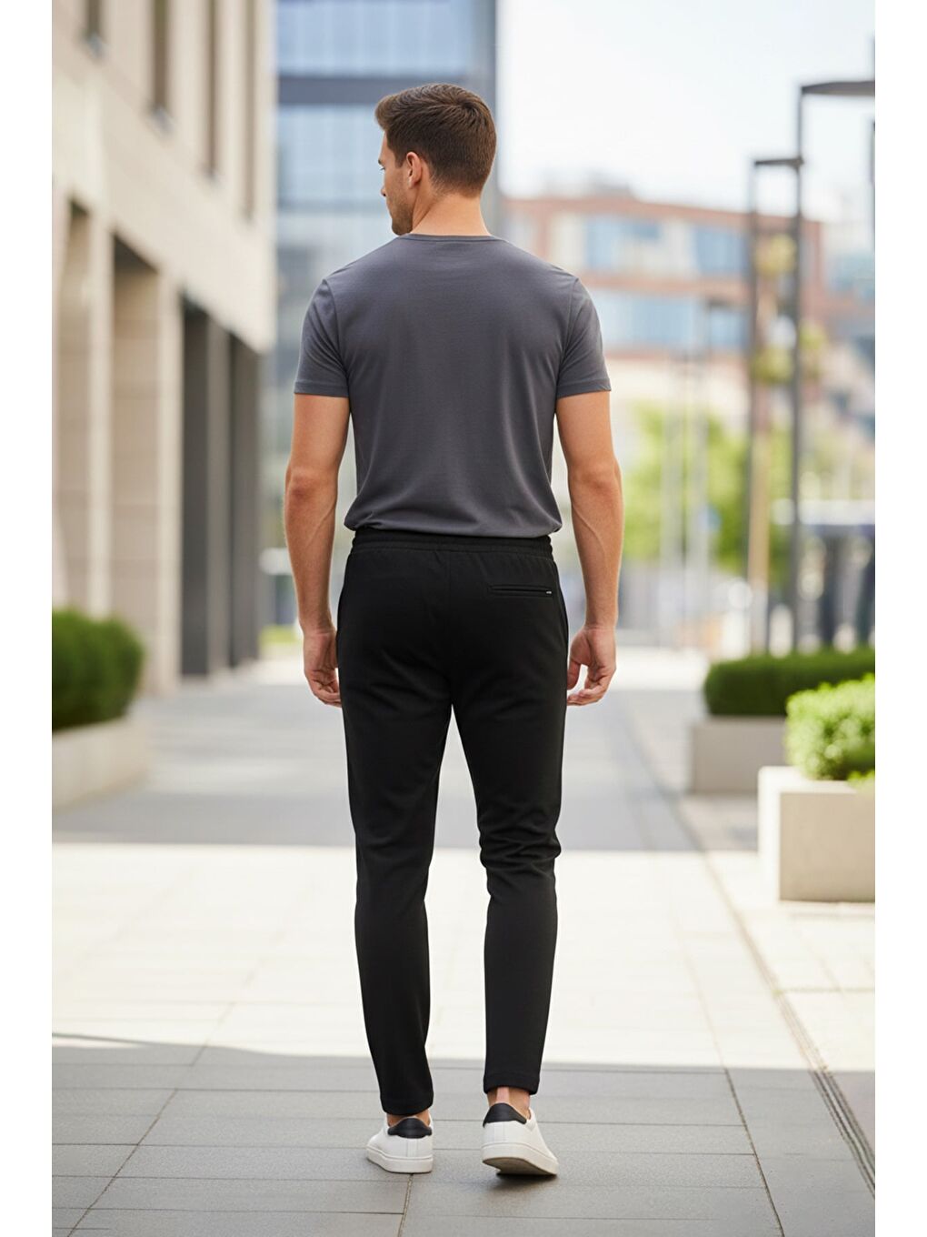 Siyah Beli Bağlamalı Çimalı Baskılı Pantolon-1